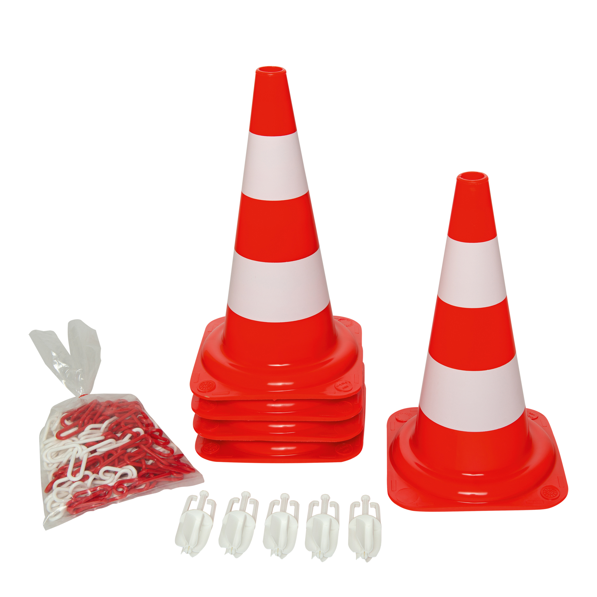 Set med vägkoner - Lyser i dagsljus